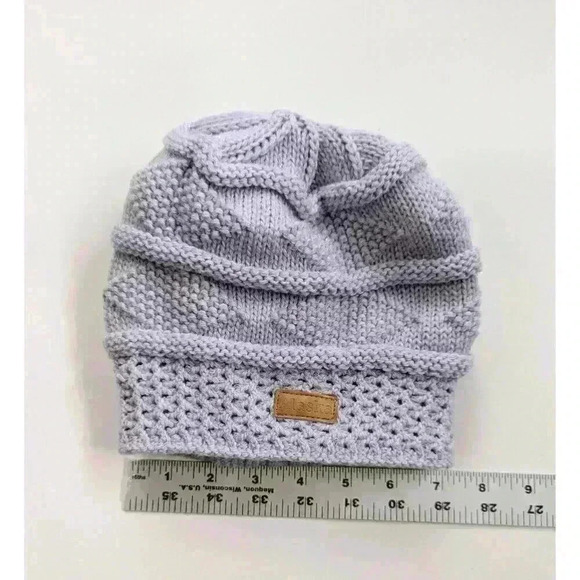 Alaska Polarwear Fleece Lined Lavender Horizontal Bands Beanie Hat - Picture 5 of 5